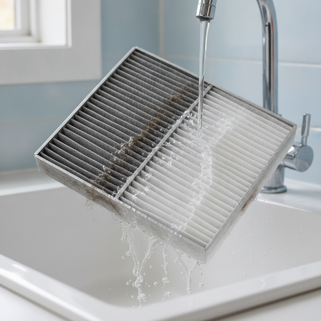 AC Filter Cleaning - no faces and text